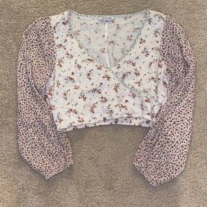 Flower crop top long sleeve